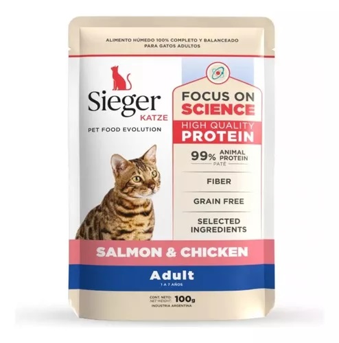 POUCH SIEGER GATO ADULTO SALMON Y POLLO X 100G